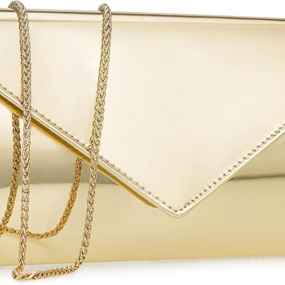 Luxurious Light Gold Evening Bag - Ideal for Cocktail Receptions and Dinners